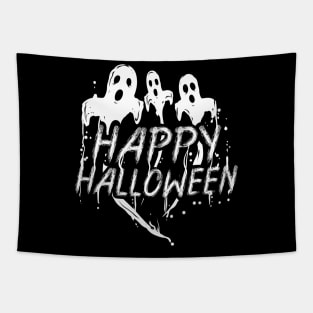 Scary Evil Spirit Ghost Wishing Happy Halloween Tapestry