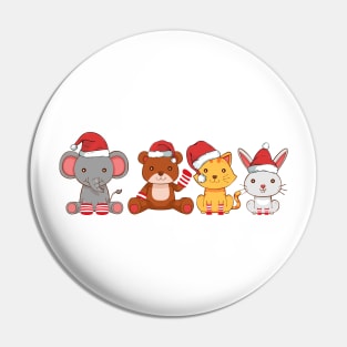 Pets With Santa Hats Christmas Pin