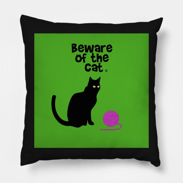 Beware of the cat Pillow by redumbrellashop