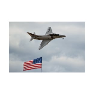 A-4 Skyhawk Over American Flag T-Shirt