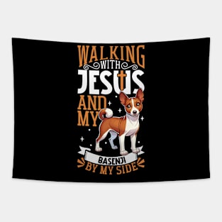 Jesus and dog - Basenji Tapestry