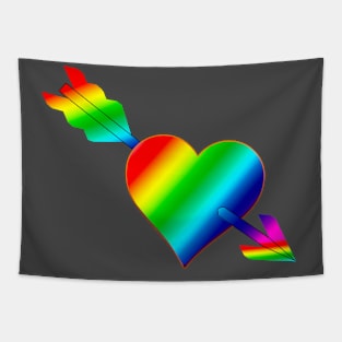 Rainbow Heart pierced with an arrow Tapestry