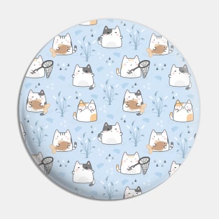 Seamless Pattern Cute Kawaii Cats Pin