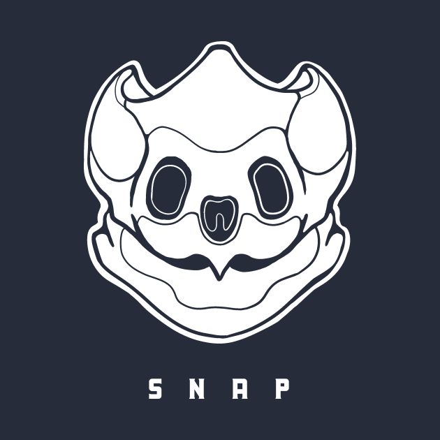 Common snapping turtle skull. Design for reptile lovers in white by croquis design