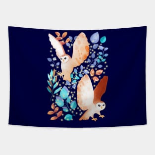 Brilliant Barn Owls Tapestry