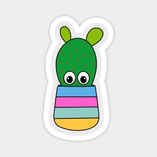 Cute Cactus Design #341: Hybrid Cactus In A Colorful Pot Magnet