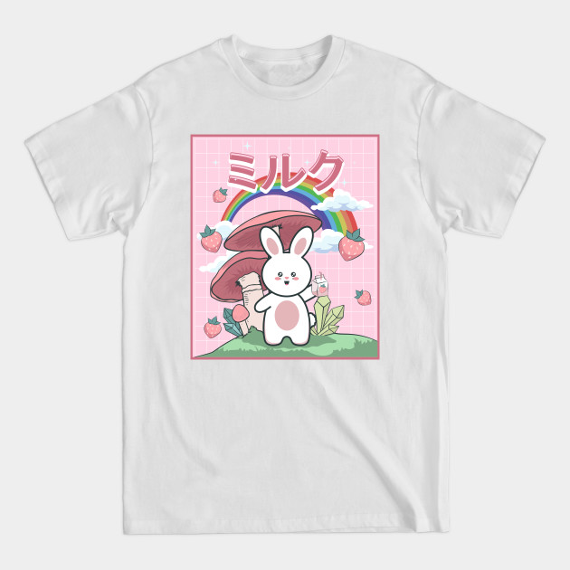 Disover Cottagecore Aesthetic Kawaii Bunny Strawberry Milk - Cottagecore - T-Shirt