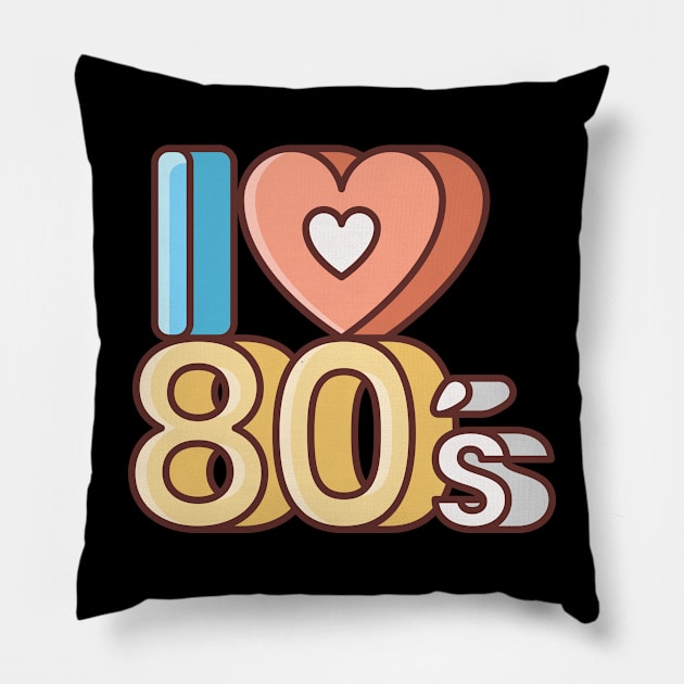 Retro Vintage I Love 80s Pillow by Retro Comic Books