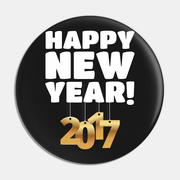 Happy New Year - 2017 Gold Hanging Numbers Pin by PozureTees108