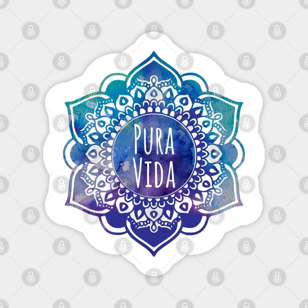 Pura Vida Watercolor Mandala Magnet by aterkaderk