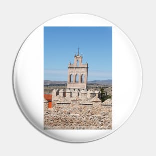 Bell tower with city walls, Avila, Castile-Leon, Spain, Europe Pin