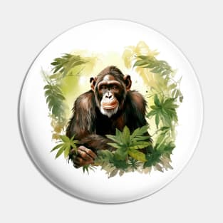 Cute Chimpanzee In Jungle Pin