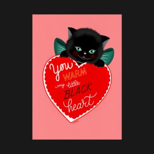 Cute Vintage Black Cat Valentines Day T-Shirt