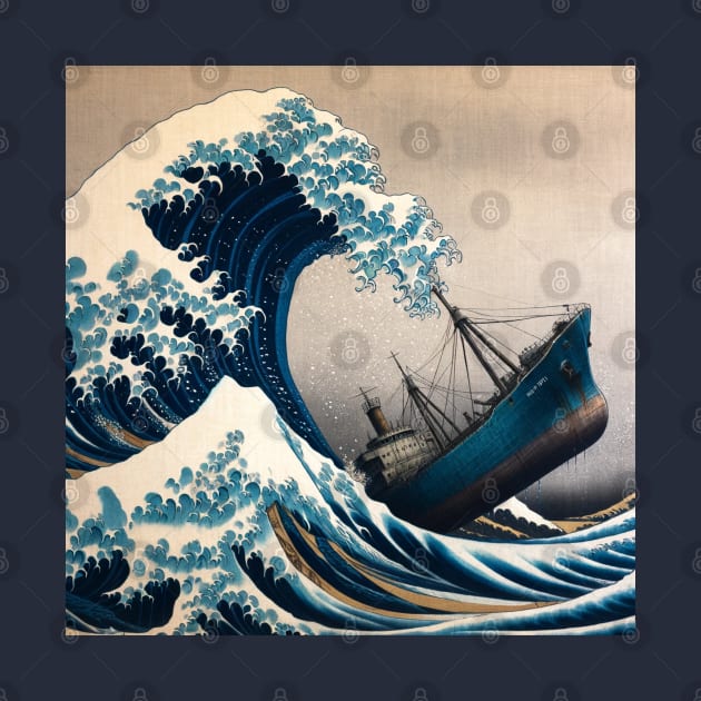 Kanagawa Wave Cargo Ship - The Great Wave Off Kanagawa Meme by Edd Paint Something