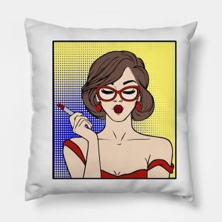 Woman in Red Comic Pillow