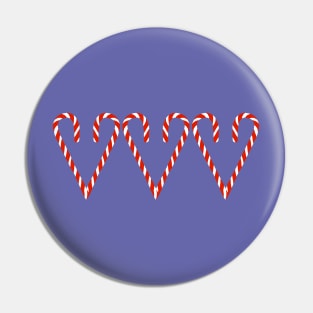 Christmas Candy Cane Three Hearts Pin