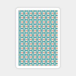 Retro Geo Pattern Blue, Yellow, Peach, Coral Magnet