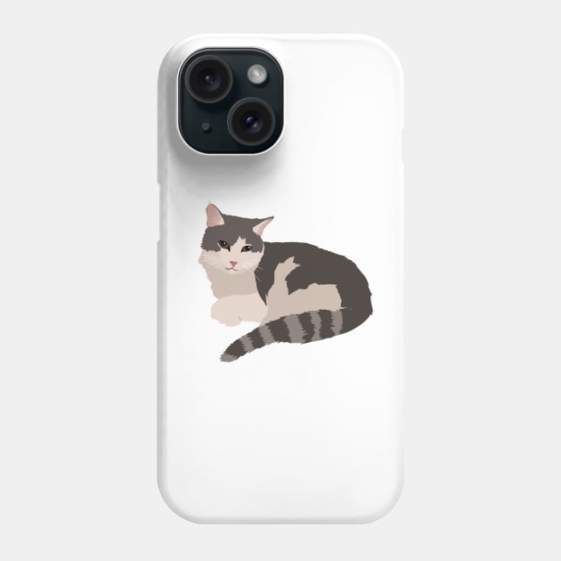 Gray and White Cat Phone Case by quirkyandkind