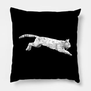 Cat Jumping Black & White Pillow