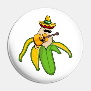 Mexican Guitar Banana Cat Sombrero Pin