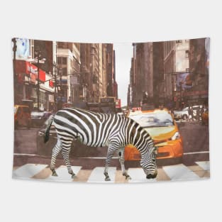 Zebra in New York City Tapestry