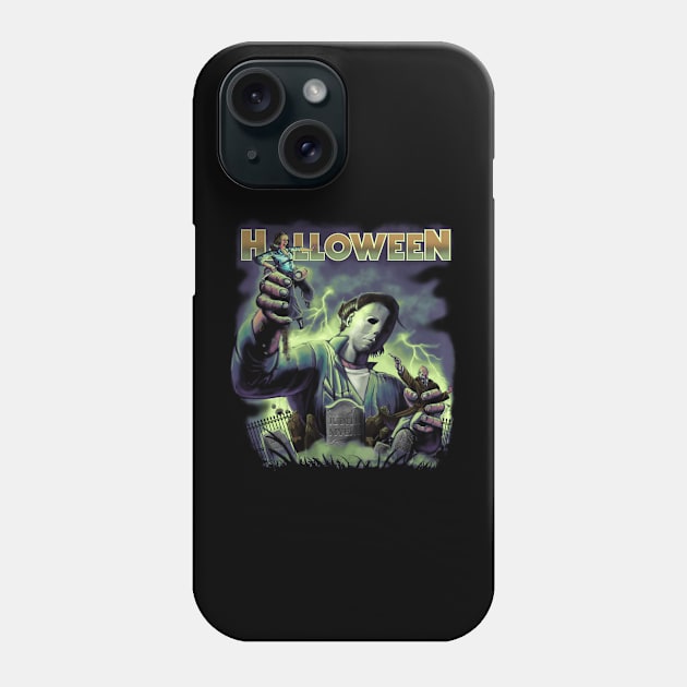 halloween graveyard orange Phone Case by MAW Design