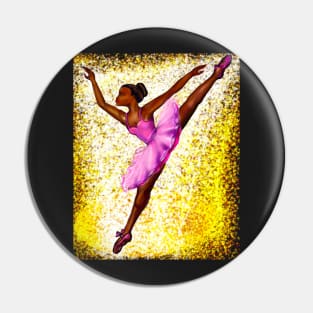 Black ballerina with gold background   ! beautiful  black girl with Afro hair and dark brown skin wearing a pink tutu.Hair love ! Pin