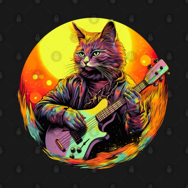 Cat Playing Guitar Funny Cat With Guitar Cute Cat Guitar by OscarVanHendrix