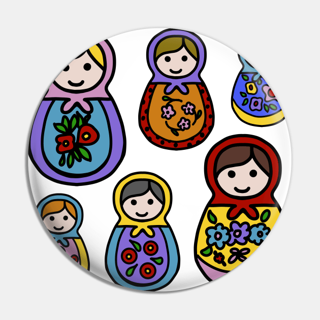 Matryoshka (Russian Stacking) Dolls Pin by Slightly Unhinged