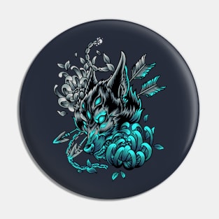 Wolf Peony Pin