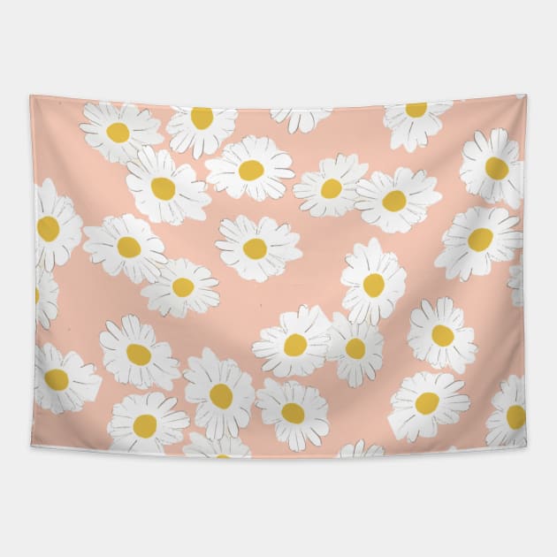 Scandinavian Summer Pastel Daisy Flower Tapestry by jodotodesign