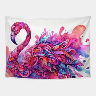 Abstract painting of a pink flamingo Tapestry