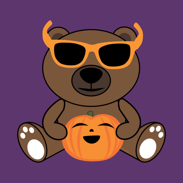 Cool cute Halloween bear sunglasses and pumpkin by PLdesign