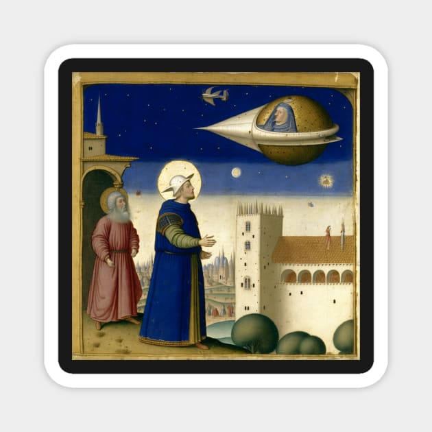 Look Up - Funny Medieval Illumination Anachronism History Magnet by Civilizationx