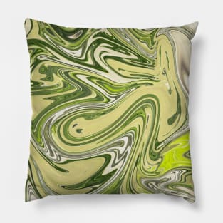 Shiny Green liquid marble by Minimal DM Pillow