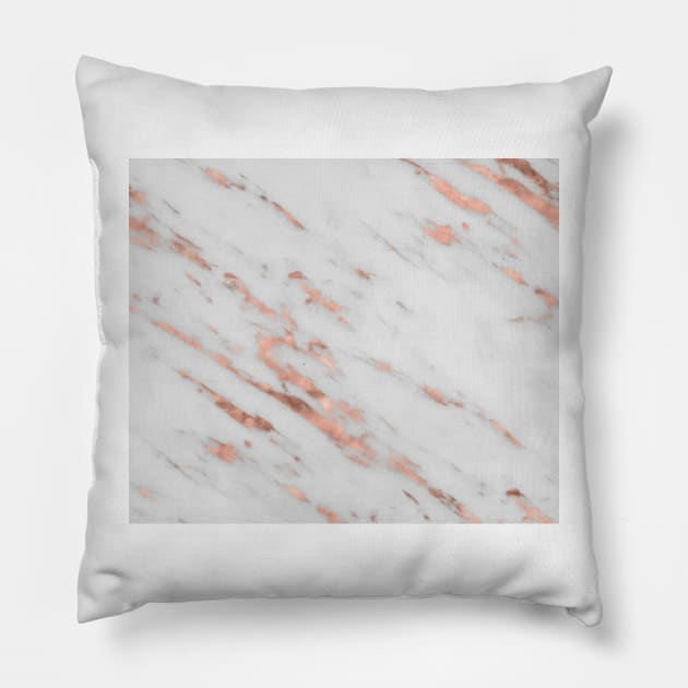 Lenola - minimalist rose gold gleam marble Pillow by marbleco