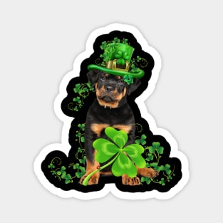 Lucky Rottweiler Shamrock St Patrick's Day Magnet