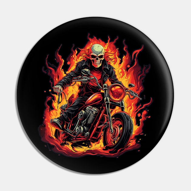 Skull Fire Retro Motorcycle Vintage Pin by Nenok