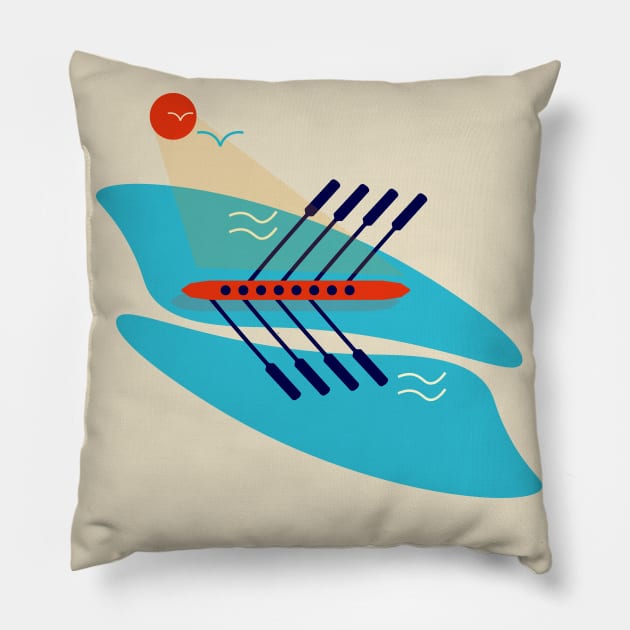 Rowing Boat Crew Racing Regatta Pillow by tatadonets