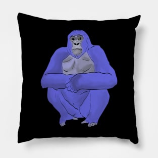 sitting blue gorilla Pillow