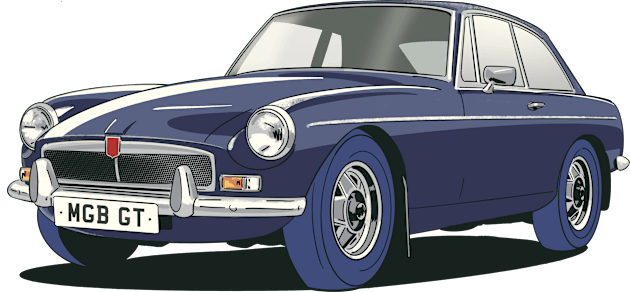 MGB GT Vintage Car in Blue Kids T-Shirt by Webazoot