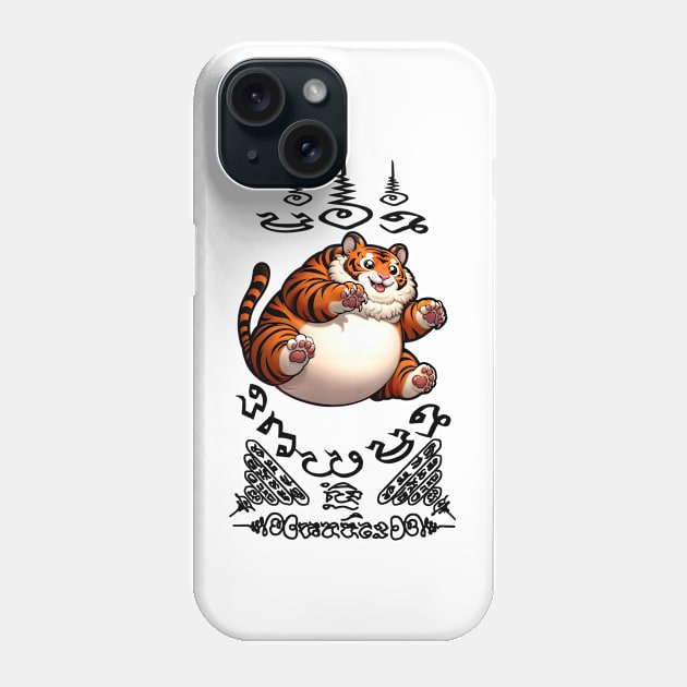 Thai Tattoo Parody "Sak Yant Tiger" Phone Case by Rawlifegraphic