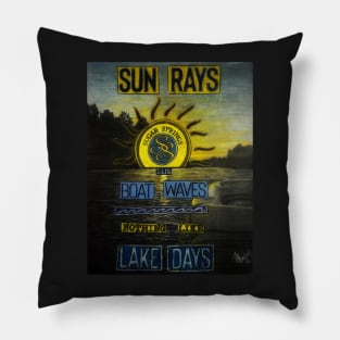Sun Rays Boat Waves Lake Days Pillow