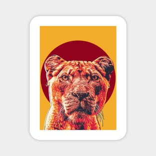 Angry Lionesses Retro Art Magnet