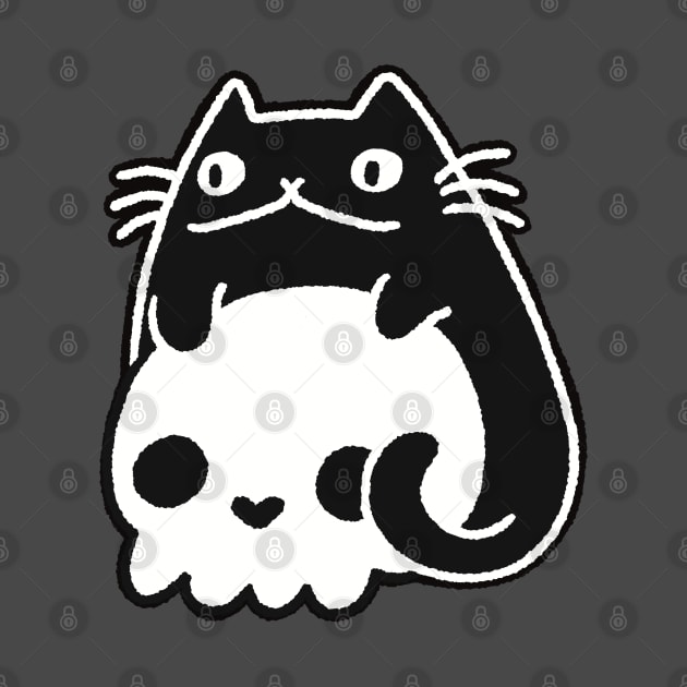 Happy Cat with Skull by Still Winter Craft