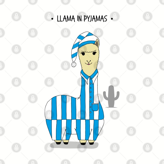 Cute Llama in Pyjamas Cartoon by HotHibiscus