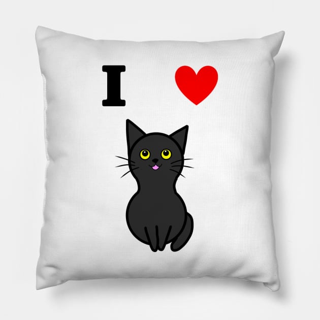 I Love Black Cats (Large Print) Pillow by Aeriskate