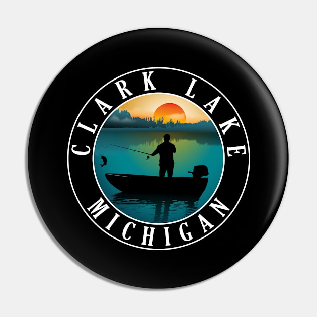 Clark Lake Fishing Michigan Sunset Pin by BirdsEyeWorks