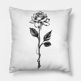 Rose Lineart Sketch Pillow