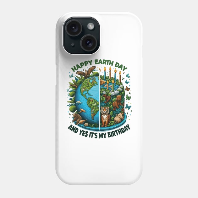 Happy Earth Day It's My Birthday Funny Earth Day 2024 Retro Phone Case by JUST PINK